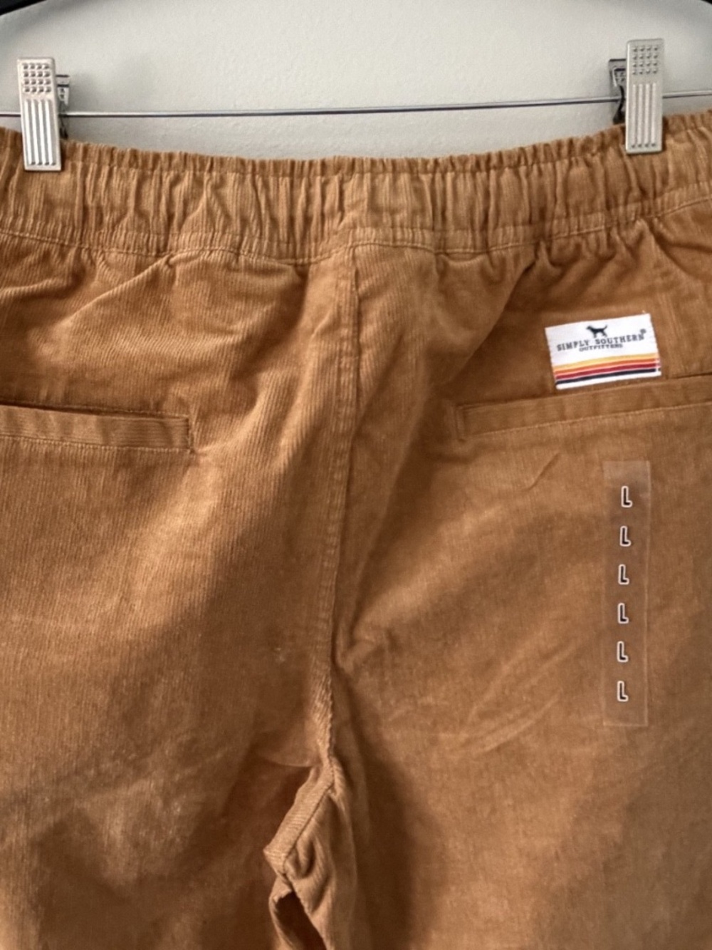 NWT Simply Southern Corduroy Pants Large Tan Camel Slim Straight Leg Pockets - Picture 4 of 13
